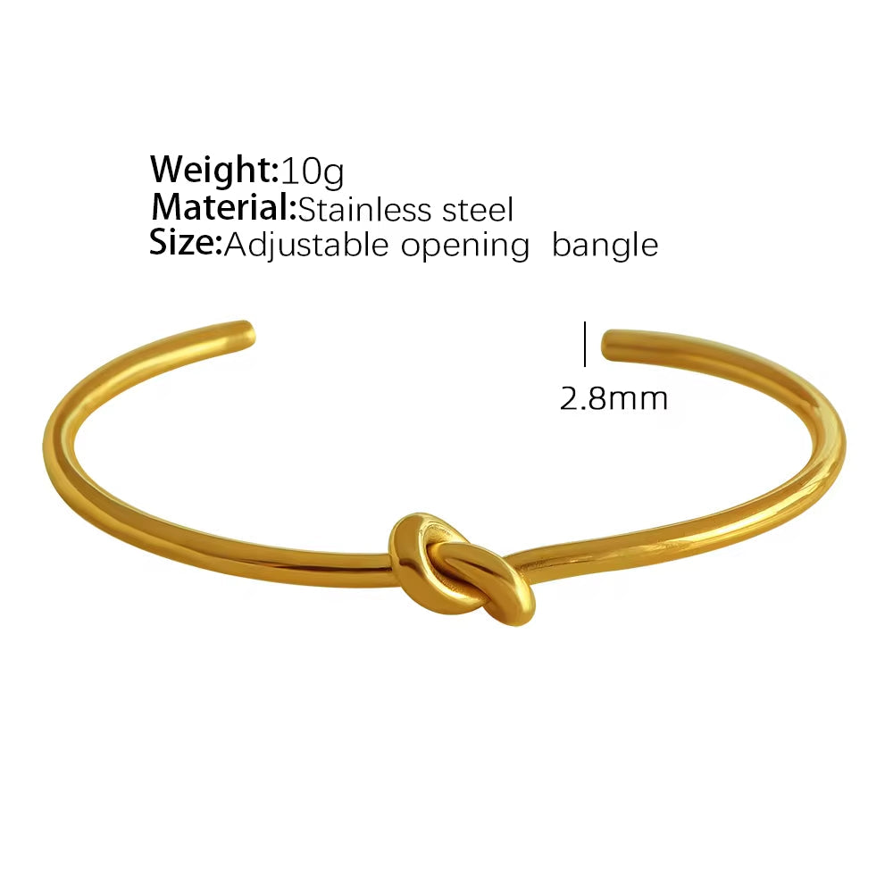 JEWELRY SZ45-7-SZ51 Hot Sale Vintage Fashion Stainless Steel Open Bangle Twist Knot C Shape Bangle for Women