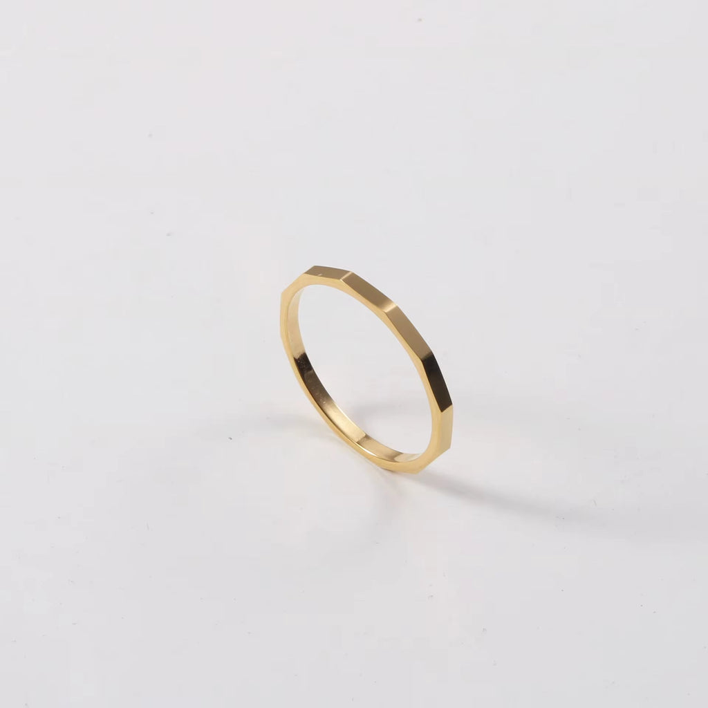 High End 18K Gold Plated Tungsten Stainless Steel Tangent Plane Dainty Rings for Women Finger Ring Non Tarnish