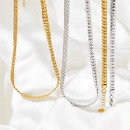 High Quality Simple 6.5Mm Width NK Cuban Chain Necklace PVD Plated Waterproof Bracelet Stainless Steel Jewelry Sets for Women