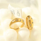 Fashion Gypsophila Star Zircon Stainless Steel 18K Gold Jewelry Rings