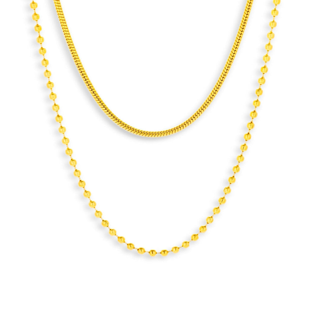 Layered Snake & Bead Chain Necklace
