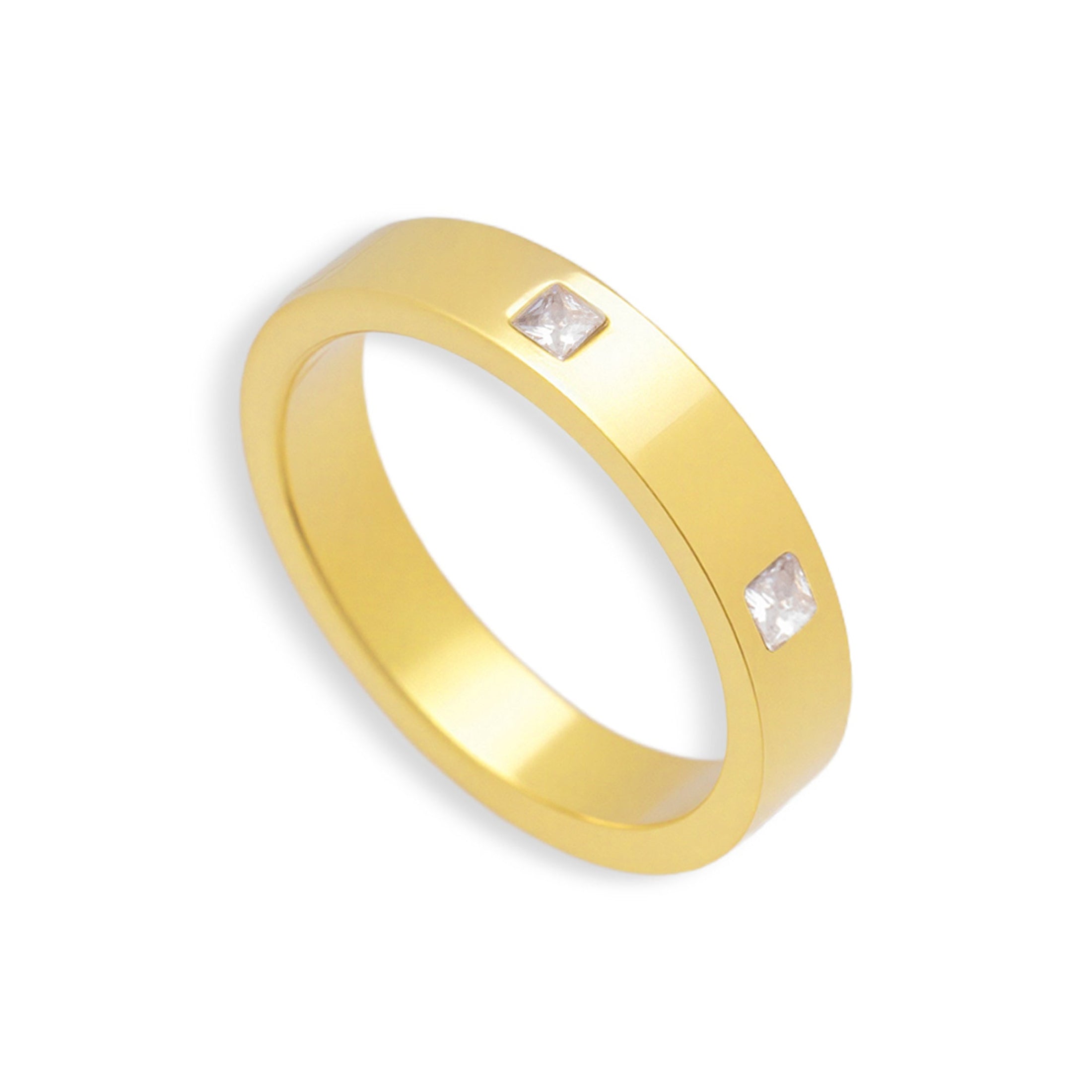 Square Crystal Flat Band Ring