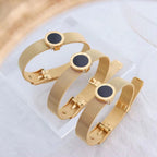 Newest Design Stainless Steel Watch Band Strap Wide Stainless Steel 18K Gold Numerals Wristband Bracelet