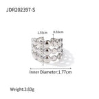Simple Metally 18K PVD Gold Plated Stainless Steel Multi Layer Geometric Cross Open Adjustable Rings for Women