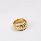 FANJIN Jewelry Wholesale 18K Gold Plated Band Meteor Crater Chunky Stainless Steel Rings for Women Statement Rings